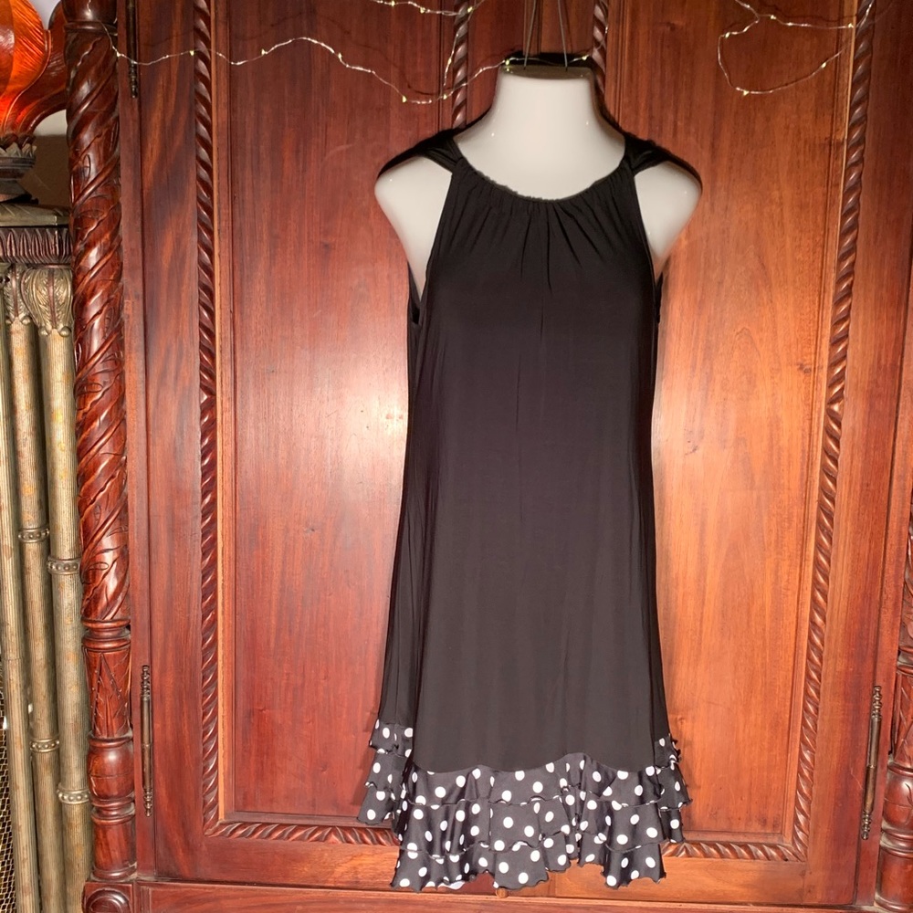 NWOT Madison Leigh Black Polkadot Shift Dress 14